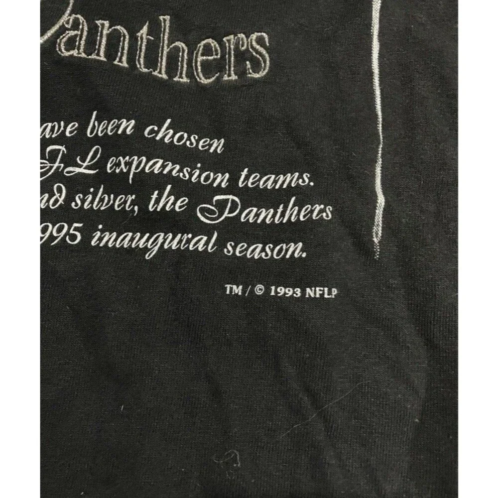 Vintage Nutmeg Mens Size XL Carolina Panthers 1993 Embroidered Black T Shirt NFL